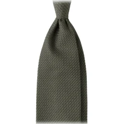 Viola Milano - Grenadine Garza Grossa Unlined Tie - Army Green - Handmade in Italy - Luxury Exclusive Collection - Avvenice