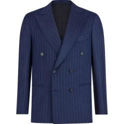 Viola Milano - Half-lined Loro Piana Double Breasted Suit - Navy Chalk Stripe - Handmade in Italy - Luxury Exclusive Collection - Avvenice