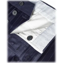 Viola Milano - Half-lined Loro Piana Double Breasted Suit - Navy Chalk Stripe - Handmade in Italy - Luxury Exclusive Collection - Avvenice