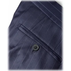 Viola Milano - Half-lined Loro Piana Double Breasted Suit - Navy Chalk Stripe - Handmade in Italy - Luxury Exclusive Collection - Avvenice