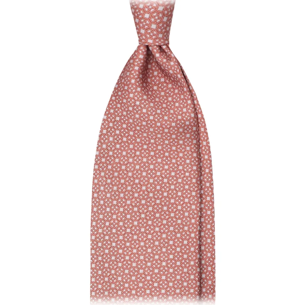 Viola Milano - Hilario Chain Selftipped Italian Silk Tie - Orange Mix - Handmade in Italy - Luxury Exclusive Collection - Avvenice