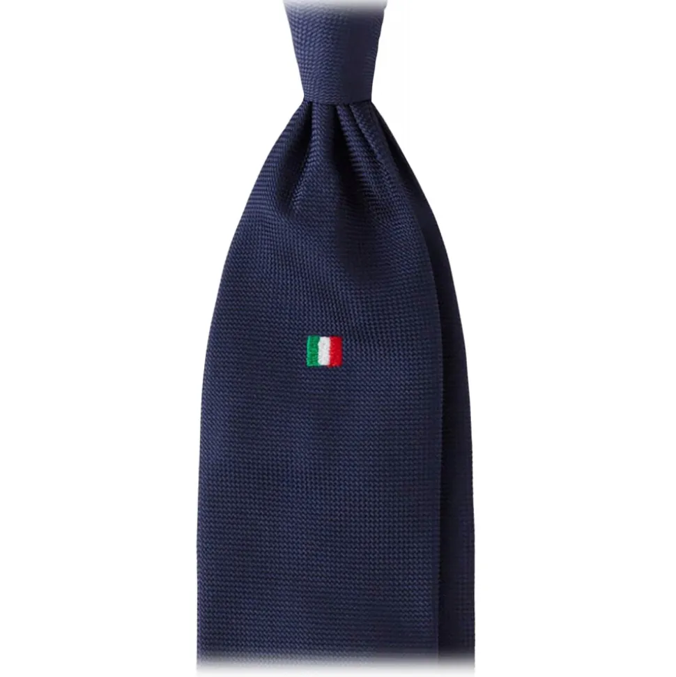 Viola Milano - Italian Flag Handrolled Woven Silk Jacquard Tie - Navy - Handmade in Italy - Luxury Exclusive Collection - Avvenice