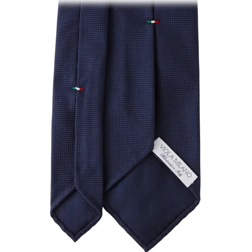 Viola Milano - Italian Flag Handrolled Woven Silk Jacquard Tie - Navy - Handmade in Italy - Luxury Exclusive Collection - Avvenice