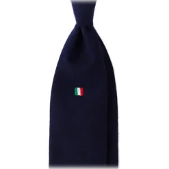 Viola Milano - Italian Flag Handrolled Cashmere Tie - Navy - Handmade in Italy - Luxury Exclusive Collection - Avvenice