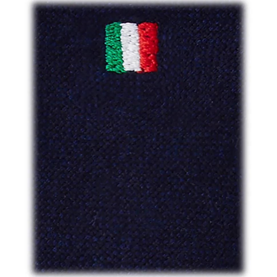 Viola Milano - Italian Flag Handrolled Cashmere Tie - Navy - Handmade in Italy - Luxury Exclusive Collection - Avvenice