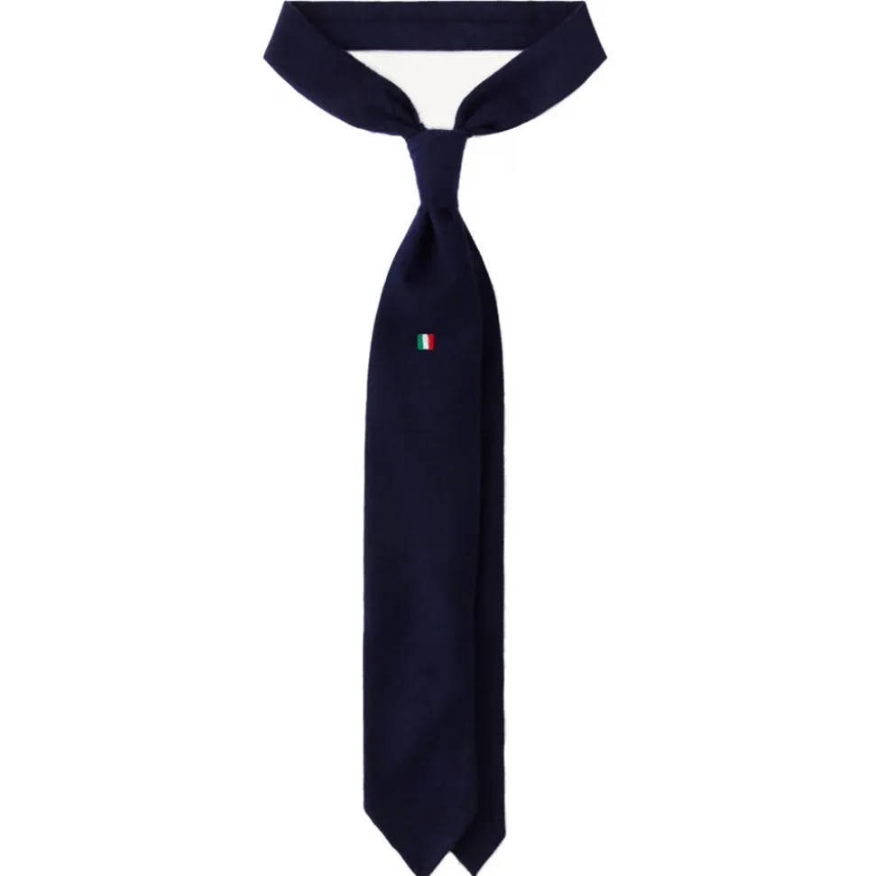 Viola Milano - Italian Flag Handrolled Cashmere Tie - Navy - Handmade in Italy - Luxury Exclusive Collection - Avvenice