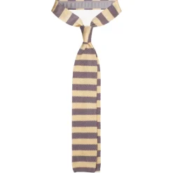 Viola Milano - Knitted Classic Stripe Silk Tie - Sun/Grey - Handmade in Italy - Luxury Exclusive Collection - Avvenice