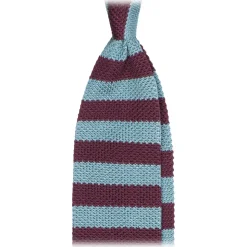 Viola Milano - Knitted Classic Stripe Silk Tie - Mare/Wine - Handmade in Italy - Luxury Exclusive Collection - Avvenice