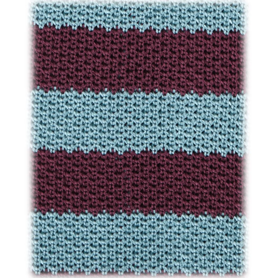 Viola Milano - Knitted Classic Stripe Silk Tie - Mare/Wine - Handmade in Italy - Luxury Exclusive Collection - Avvenice