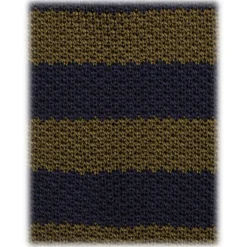 Viola Milano - Knitted Classic Stripe Silk Tie - Olive/Sand - Handmade in Italy - Luxury Exclusive Collection - Avvenice