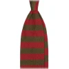 Viola Milano - Knitted Classic Stripe Silk Tie - Olive/Red - Handmade in Italy - Luxury Exclusive Collection - Avvenice