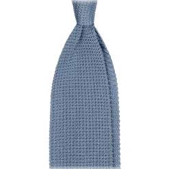 Viola Milano - Knitted Limited Label V-End Silk Tie - Ice Blue - Handmade in Italy - Luxury Exclusive Collection - Avvenice