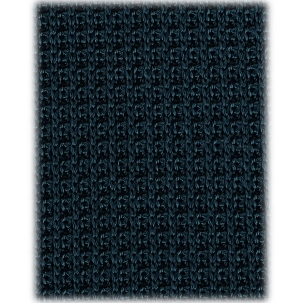 Viola Milano - Knitted Limited Label V-End Silk Tie - Cobalt Green - Handmade in Italy - Luxury Exclusive Collection - Avvenice