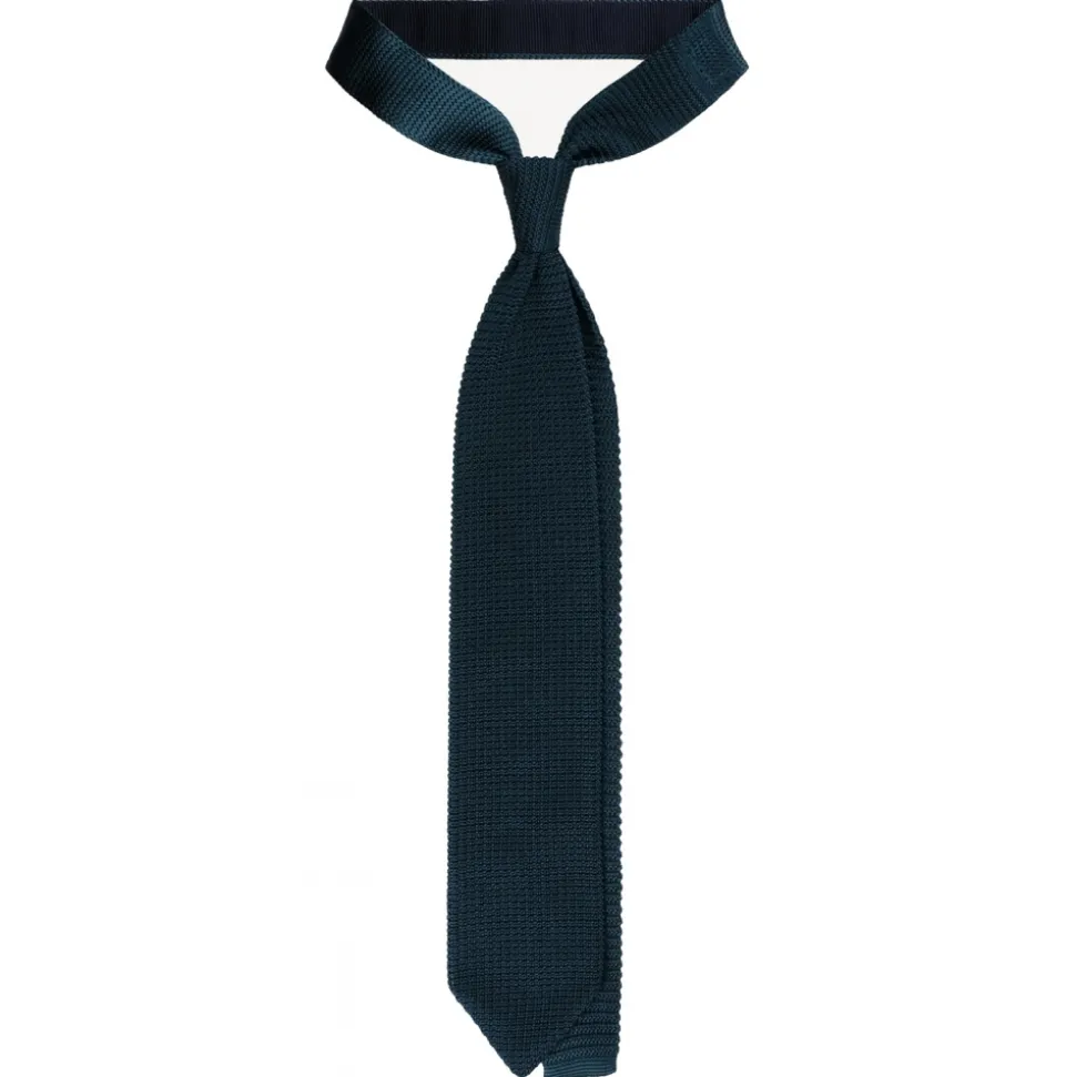 Viola Milano - Knitted Limited Label V-End Silk Tie - Cobalt Green - Handmade in Italy - Luxury Exclusive Collection - Avvenice