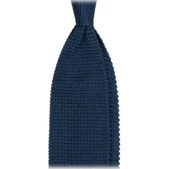 Viola Milano - Knitted Limited Label V-End Silk Tie - Sea - Handmade in Italy - Luxury Exclusive Collection - Avvenice