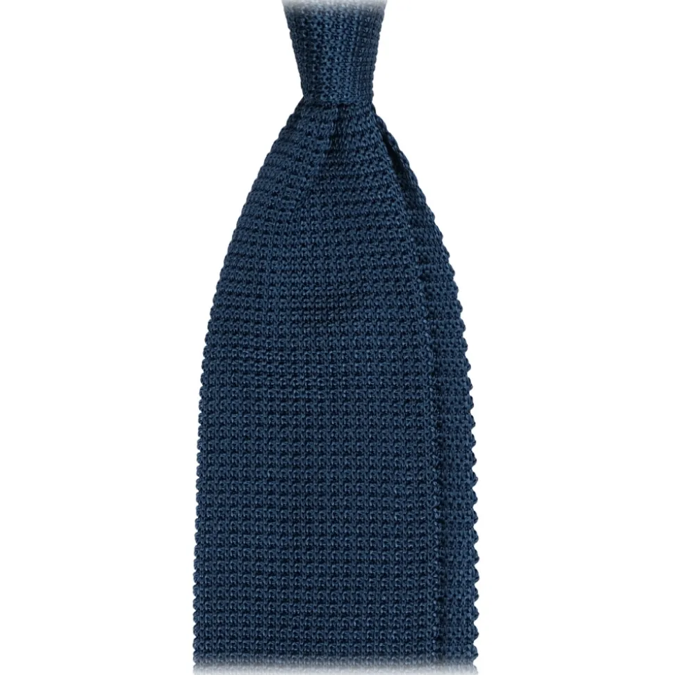 Viola Milano - Knitted Limited Label V-End Silk Tie - Sea - Handmade in Italy - Luxury Exclusive Collection - Avvenice