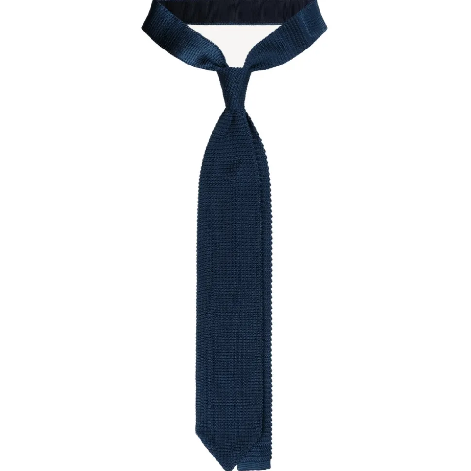 Viola Milano - Knitted Limited Label V-End Silk Tie - Sea - Handmade in Italy - Luxury Exclusive Collection - Avvenice