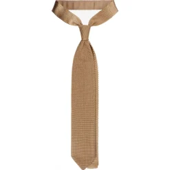 Viola Milano - Knitted Limited Label V-End Silk Tie - Mustard - Handmade in Italy - Luxury Exclusive Collection - Avvenice