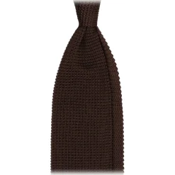 Viola Milano - Knitted Limited Label V-End Silk Tie - Brown - Handmade in Italy - Luxury Exclusive Collection - Avvenice