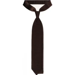 Viola Milano - Knitted Limited Label V-End Silk Tie - Brown - Handmade in Italy - Luxury Exclusive Collection - Avvenice