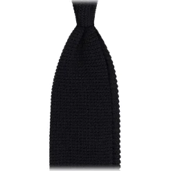 Viola Milano - Knitted Limited Label V-End Silk Tie - Navy - Handmade in Italy - Luxury Exclusive Collection - Avvenice