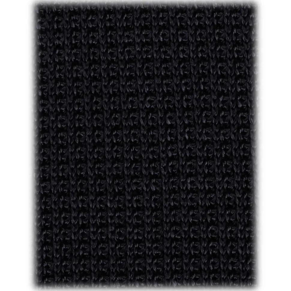 Viola Milano - Knitted Limited Label V-End Silk Tie - Navy - Handmade in Italy - Luxury Exclusive Collection - Avvenice