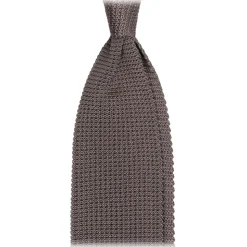 Viola Milano - Knitted Limited Label V-End Silk Tie - Grey - Handmade in Italy - Luxury Exclusive Collection - Avvenice