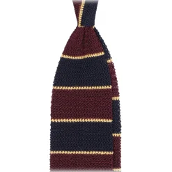 Viola Milano - Knitted Multi Stripe Silk Tie - Wine Mix - Handmade in Italy - Luxury Exclusive Collection - Avvenice