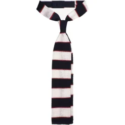 Viola Milano - Knitted Multi Stripe Silk Tie - Navy/White Mix - Handmade in Italy - Luxury Exclusive Collection - Avvenice