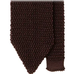 Viola Milano - Knitted Solid V-End Silk Tie - Brown - Handmade in Italy - Luxury Exclusive Collection - Avvenice