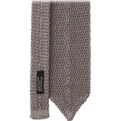 Viola Milano - Knitted Solid V-End Silk Tie - Light Grey - Handmade in Italy - Luxury Exclusive Collection - Avvenice