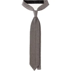Viola Milano - Knitted Solid V-End Silk Tie - Light Grey - Handmade in Italy - Luxury Exclusive Collection - Avvenice