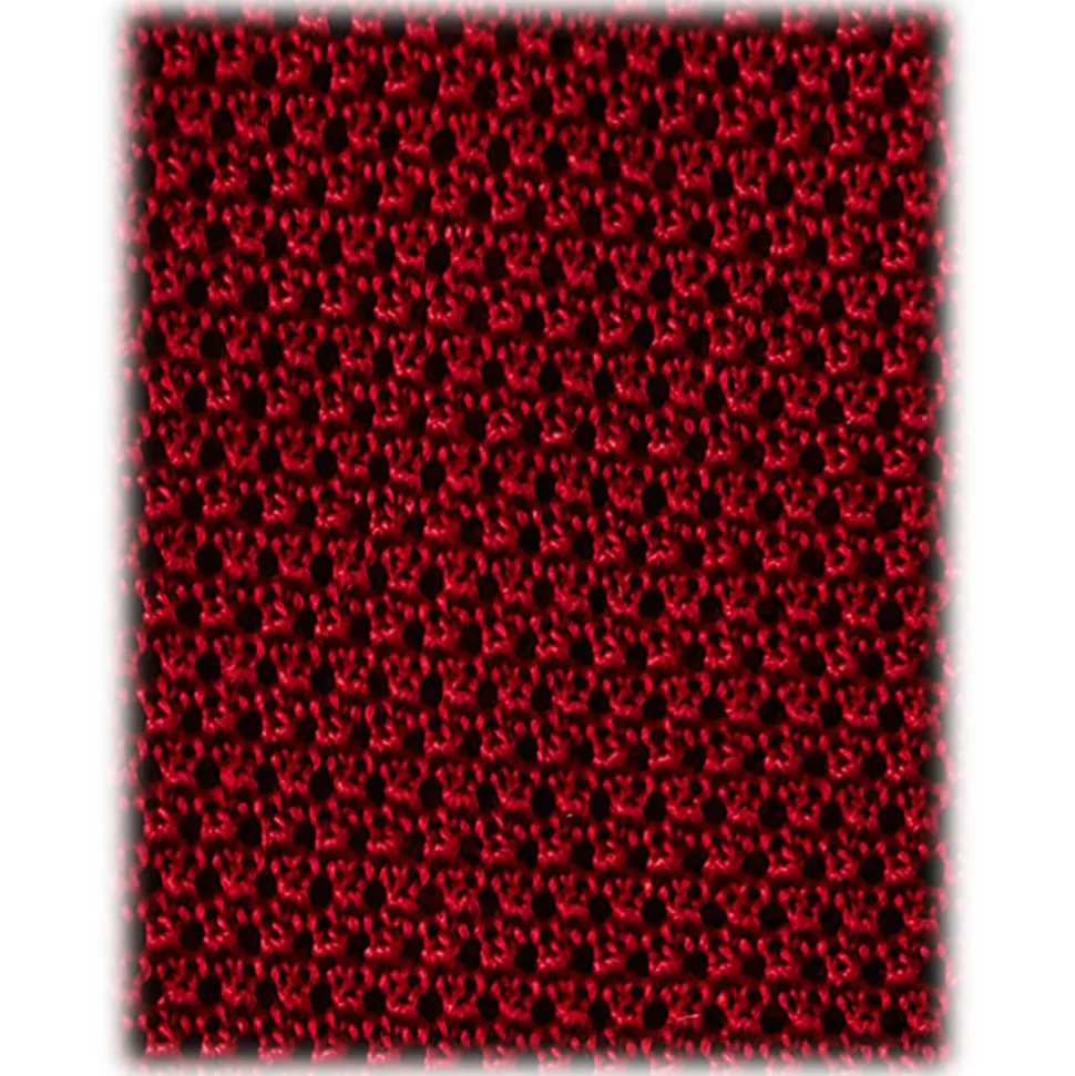Viola Milano - Knitted Solid V-End Silk Tie - Red - Handmade in Italy - Luxury Exclusive Collection - Avvenice