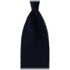 Viola Milano - Knitted Solid V-End Silk Tie - Navy - Handmade in Italy - Luxury Exclusive Collection - Avvenice