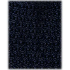 Viola Milano - Knitted Solid V-End Silk Tie - Navy - Handmade in Italy - Luxury Exclusive Collection - Avvenice