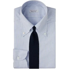 Viola Milano - Knitted Solid V-End Silk Tie - Navy - Handmade in Italy - Luxury Exclusive Collection - Avvenice