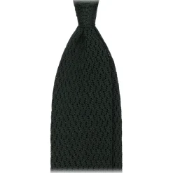 Viola Milano - Knitted Zig Zag Pattern Silk Tie - Forest - Handmade in Italy - Luxury Exclusive Collection - Avvenice