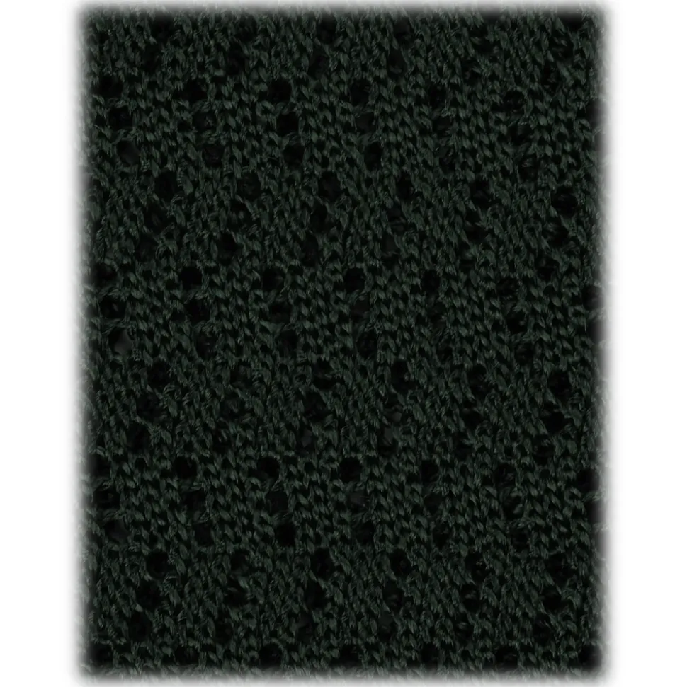 Viola Milano - Knitted Zig Zag Pattern Silk Tie - Forest - Handmade in Italy - Luxury Exclusive Collection - Avvenice