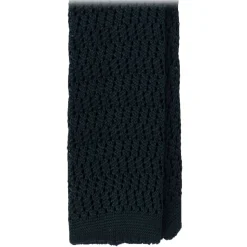 Viola Milano - Knitted Zig Zag Pattern Silk Tie - Forest - Handmade in Italy - Luxury Exclusive Collection - Avvenice