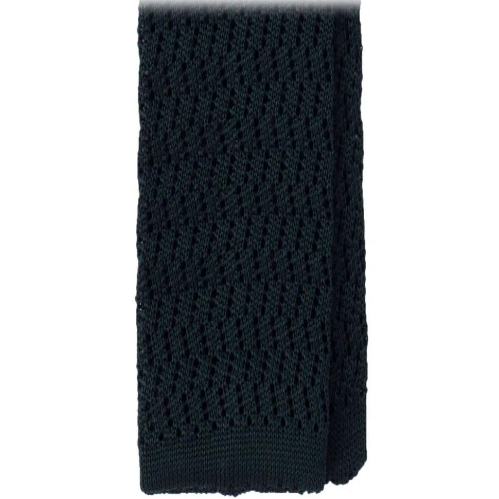 Viola Milano - Knitted Zig Zag Pattern Silk Tie - Forest - Handmade in Italy - Luxury Exclusive Collection - Avvenice