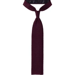 Viola Milano - Knitted Zig Zag Pattern Silk Tie - Burgundy - Handmade in Italy - Luxury Exclusive Collection - Avvenice