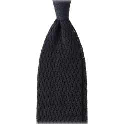 Viola Milano - Knitted Zig Zag Pattern Silk Tie - Charcoal Grey - Handmade in Italy - Luxury Exclusive Collection - Avvenice