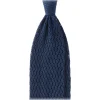Viola Milano - Knitted Zig Zag Pattern Silk Tie - Blue - Handmade in Italy - Luxury Exclusive Collection - Avvenice