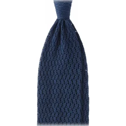 Viola Milano - Knitted Zig Zag Pattern Silk Tie - Blue - Handmade in Italy - Luxury Exclusive Collection - Avvenice