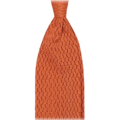 Viola Milano - Knitted Zig Zag Pattern Silk Tie - Orange - Handmade in Italy - Luxury Exclusive Collection - Avvenice
