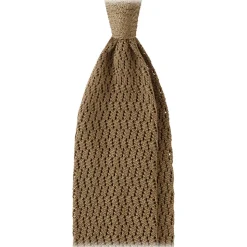 Viola Milano - Knitted Zig Zag Pattern Silk Tie - Taupe - Handmade in Italy - Luxury Exclusive Collection - Avvenice