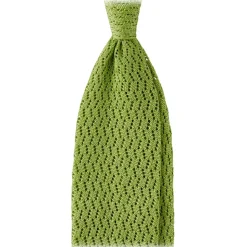 Viola Milano - Knitted Zig Zag Pattern Silk Tie - Lime - Handmade in Italy - Luxury Exclusive Collection - Avvenice