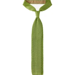Viola Milano - Knitted Zig Zag Pattern Silk Tie - Lime - Handmade in Italy - Luxury Exclusive Collection - Avvenice