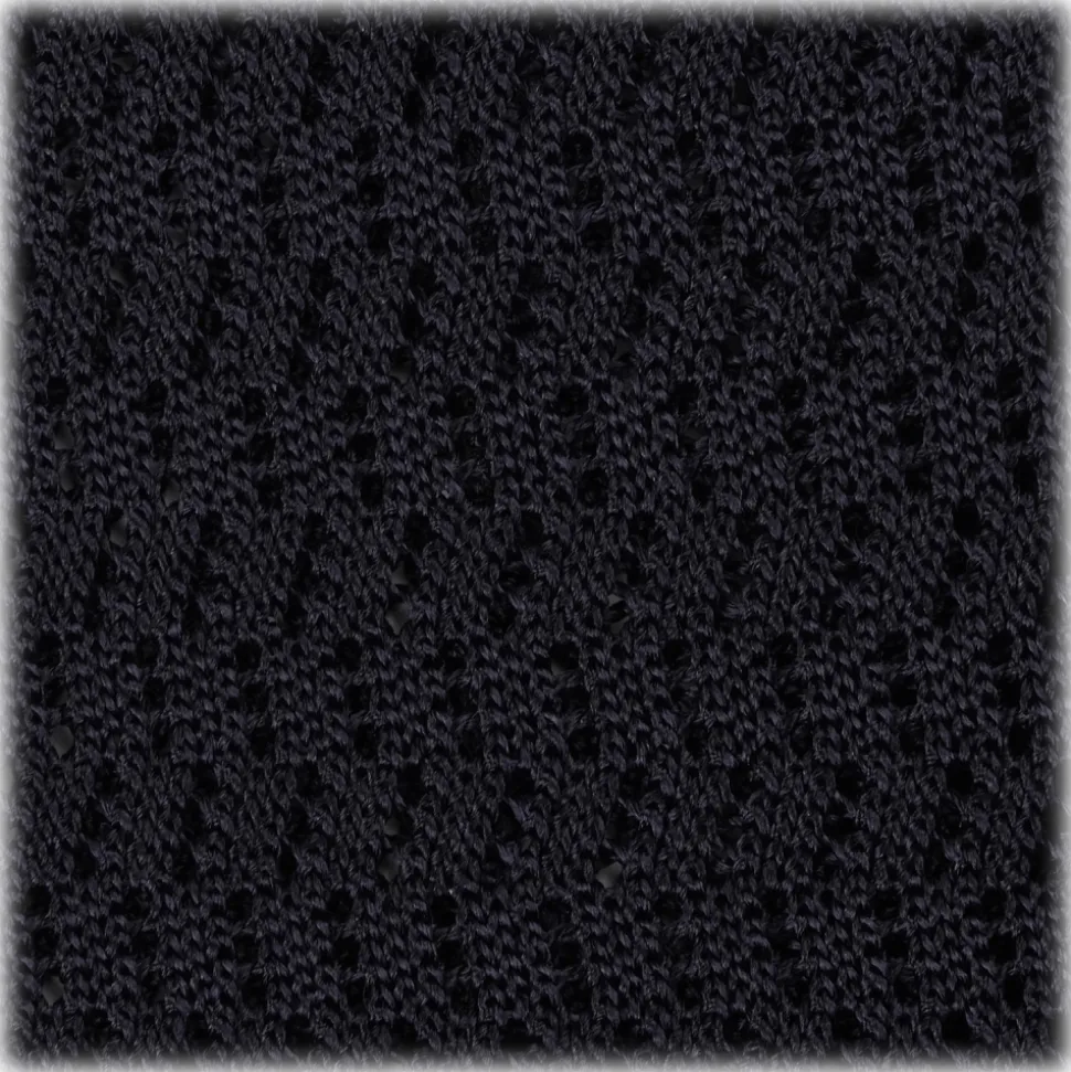 Viola Milano - Knitted Zig Zag Pattern Silk Tie - Navy - Handmade in Italy - Luxury Exclusive Collection - Avvenice