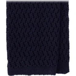 Viola Milano - Knitted Zig Zag Pattern Silk Tie - Navy - Handmade in Italy - Luxury Exclusive Collection - Avvenice